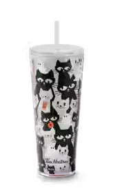 24oz Plastic Tumbler - Black Cat