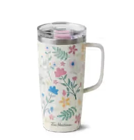Floral Stainless Steel Travel Mug with Handle 20oz