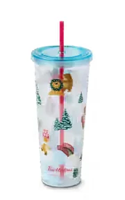 Holiday Dual Wall Plastic Straw Tumbler 24oz