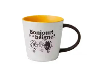 Retro Bonjour Ça va beigne Ceramic Mug 16oz